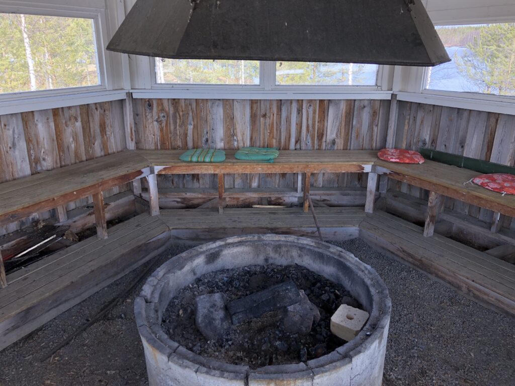 The barbecue hut from the inside